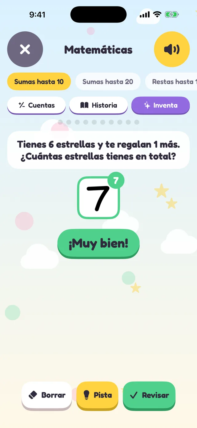 Pantalla de Momu: Libritos de matemáticas, nivel por nivel